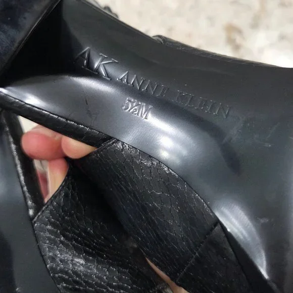 AK Anne Klein Black Slingback Heels Peep Toe Floral Platform Pumps - Picture 12 of 12